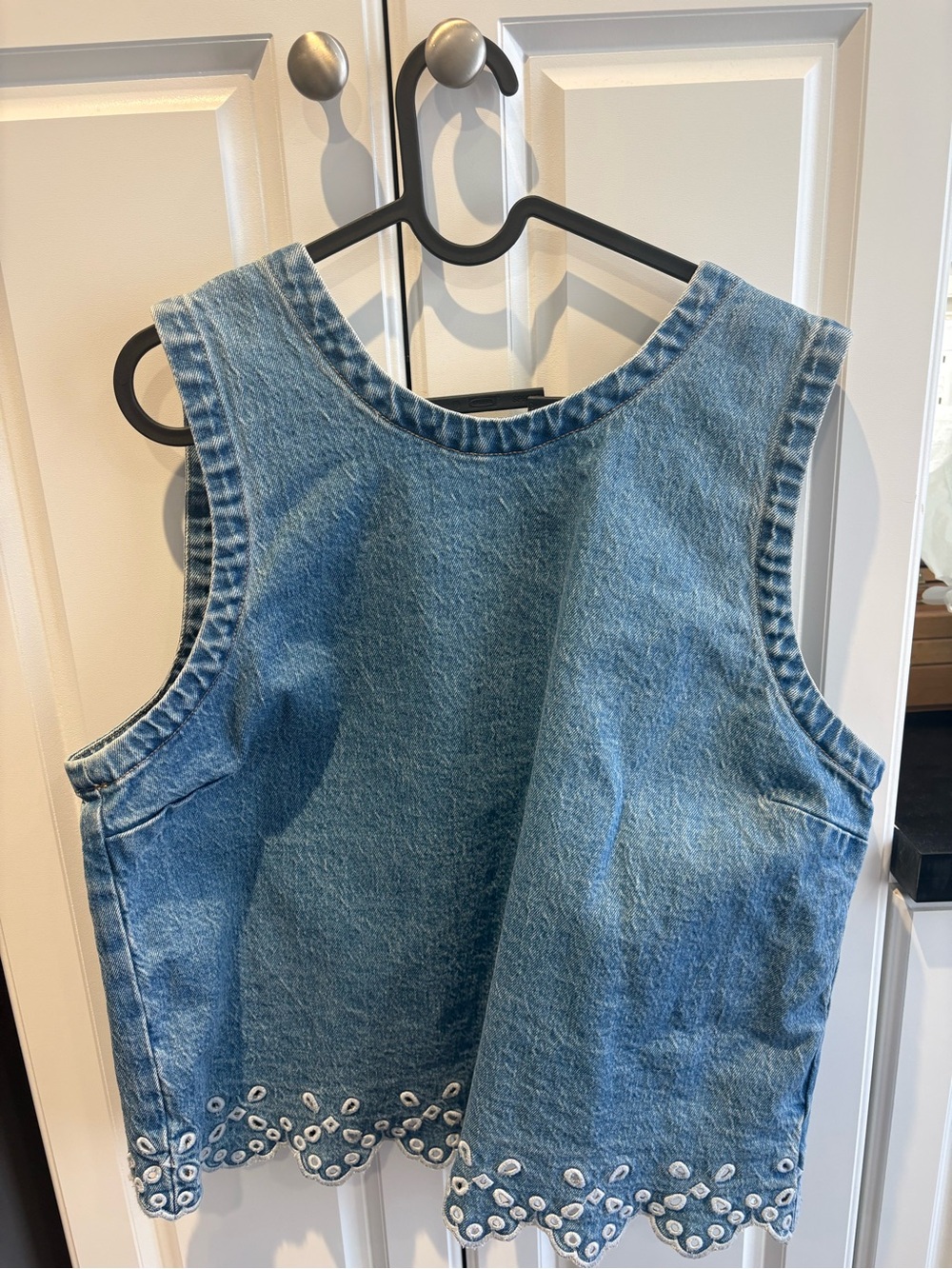Abercrombie & Fitch Eyelet Blue Denim Top